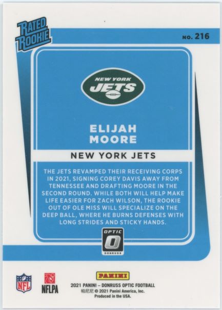 2021 Donruss Optic Elijah Moore Rated Rookie #216