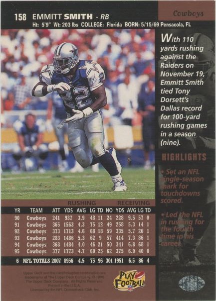 1996 Upper Deck Emmitt Smith #158