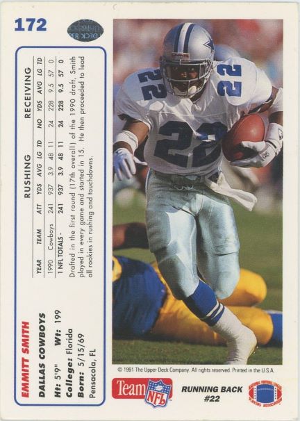 1991 Upper Deck Emmitt Smith #172