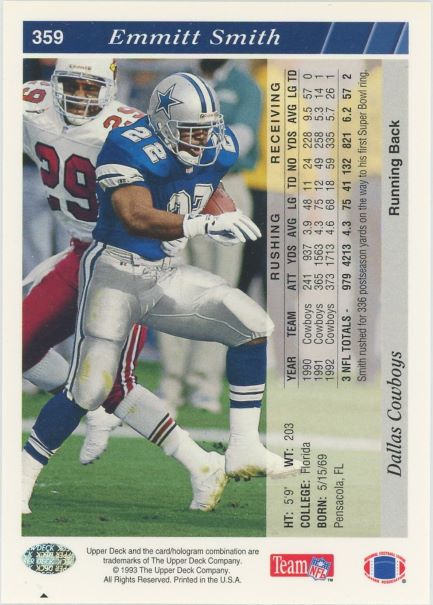 1993 Upper Deck Emmitt Smith #359