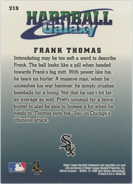 1998 Sky Box Frank Thomas Metal Universe #215