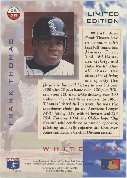 1994 Upper Deck Frank Thomas Hologram #25