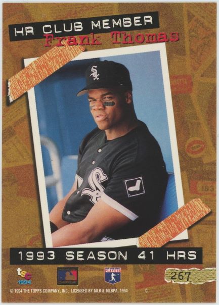 1994 Topps Stadium ClubFrank Thomas HR Club #267