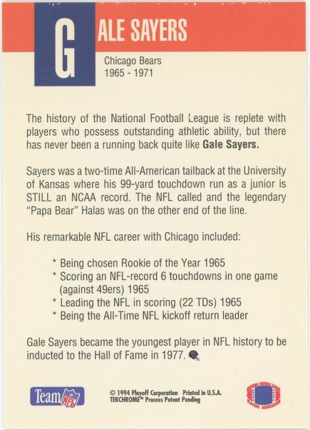 1994 Playoff Gale Sayers Silver Playoff Club