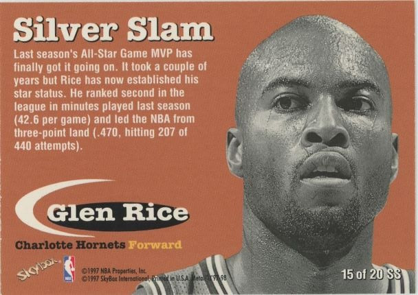 1997 Sky Box Glen Rice Silver Slam Metal Universe #15