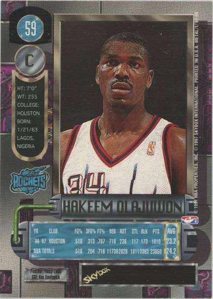 1997-98 Sky Box Hakeem Olajuwon Metal Universe #59