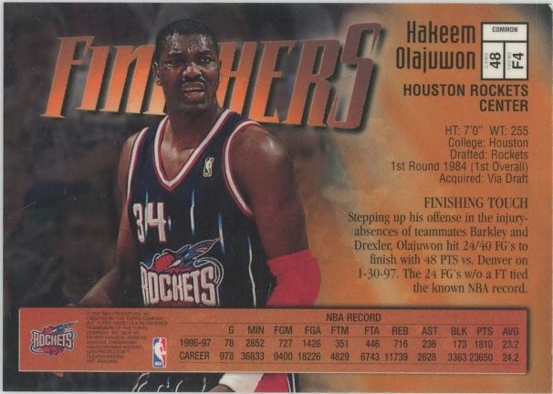 1997-98 Topps Chrome Hakeem Olajuwon Finishers #48