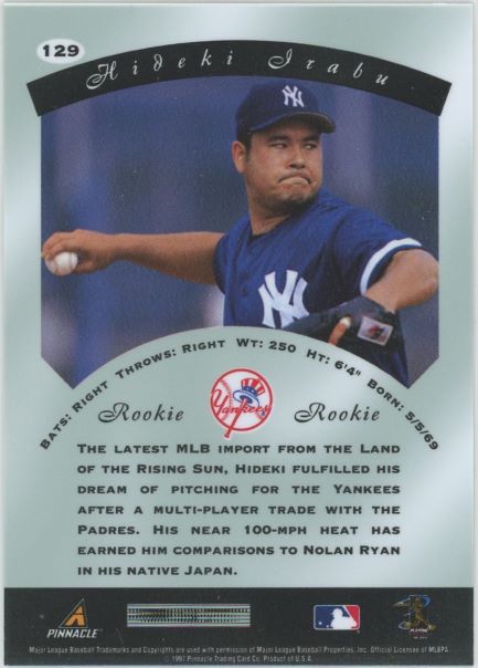 1997 Pinnicle Certified Hideki Irabu Rookie #129