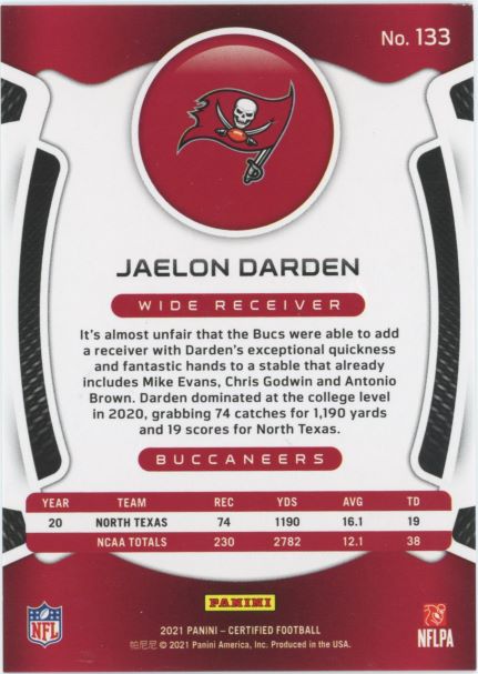 2021 Panini Certified Jaelon Darden Rookie #115/399 #133