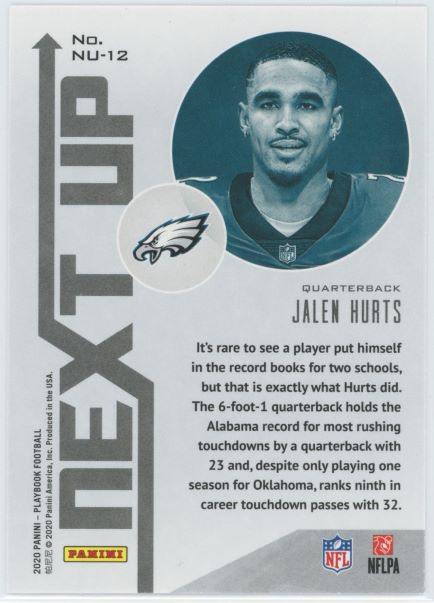 2020 Panini Playbook Jalen Hurts Next Up Rookie