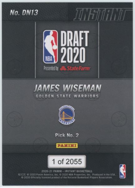 2020-21 Panini Instant Draft Night James Wiseman Rookie #1/2055