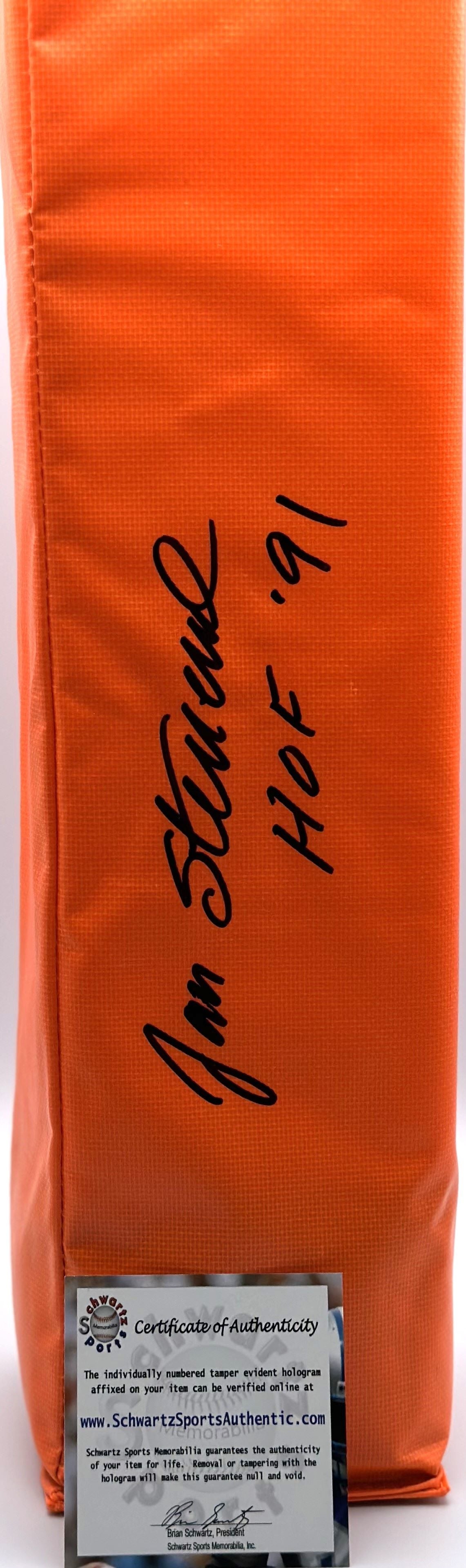 Jan Stenerud Signed BSN Orange Endzone Football Pylon w/HOF'91 - (SCHWARTZ COA)