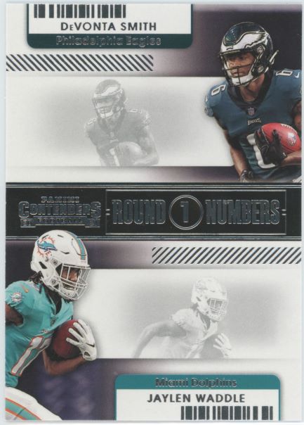 2021 Panini Contenders Jaylen Waddle & Devonta Smith Round 1 Numbers #RN-DSM