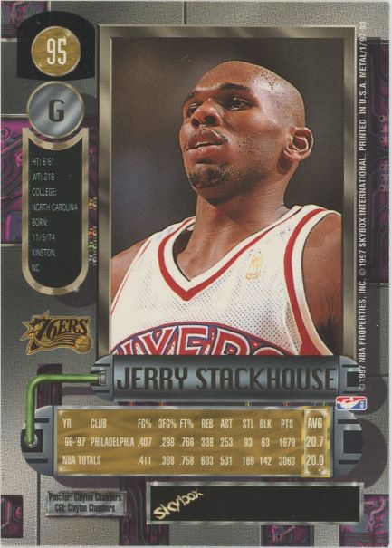 1997-98 Sky Box Jerry Stackhouse Metal Universe #95