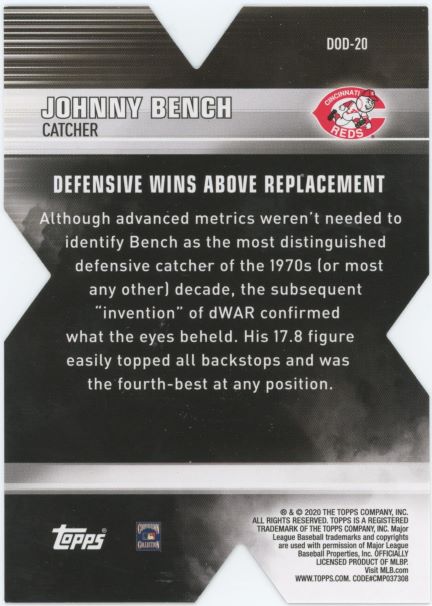 2020 Topps Johnny Bench Decade Of Dominance Die-Cut #DOD-20