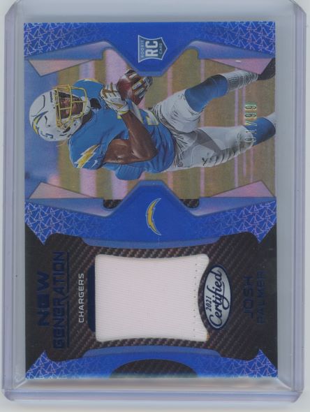 2021 Panini Certified Josh Palmer New Generation Rookie Patch Blue #91/99