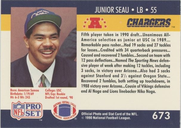 1990 Pro Set Junior Seau First Round #673