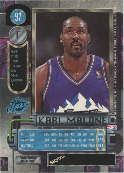 1997-98 Sky Box Karl Malone Metal Universe #97