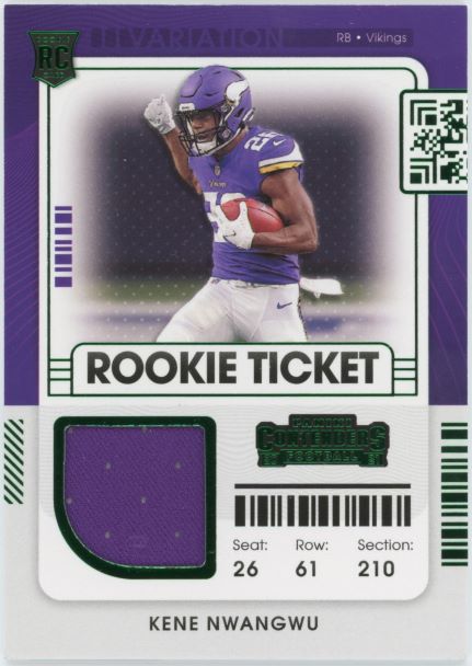 2021 Panini Contenders Kene Nwangwu Rookie Ticket Patch Green #RTS-KNW