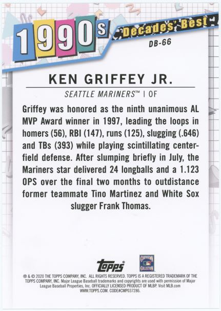 2020 Topps Ken Griffey Jr. Decade's Best Jumbo 5X7 #1/49