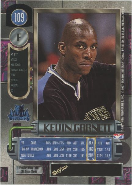 1997-98 Sky Box Kevin Garnett Metal Universe #109