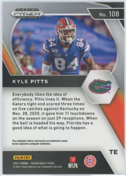 2021 Prizm Draft Picks Kyle Pitts Rookie #108