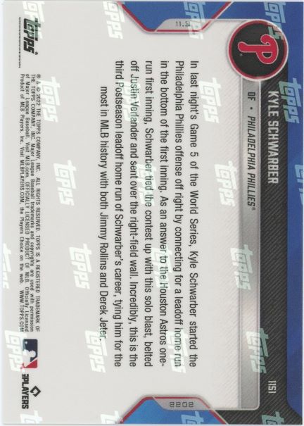 2022 Topps Now Kyle Schwarber World Series #1151