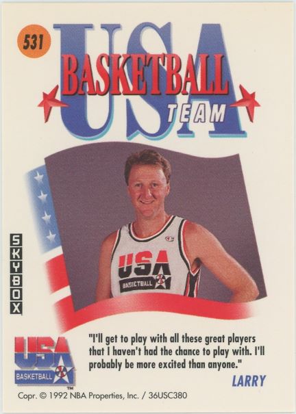 1992 Sky Box Larry Bird Team USA #531