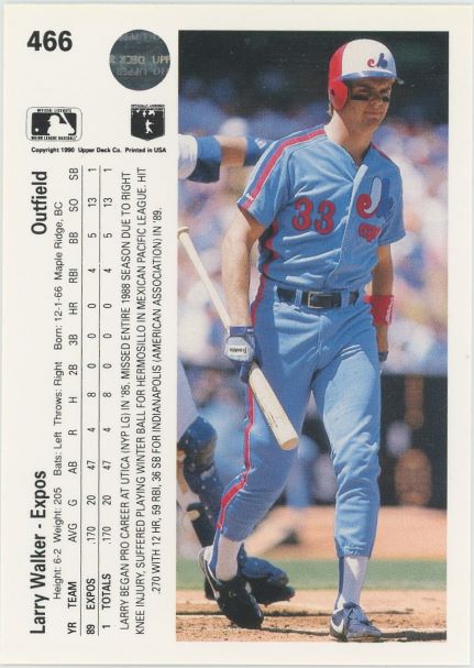 1990 Upper Deck Larry Walker Rookie #466