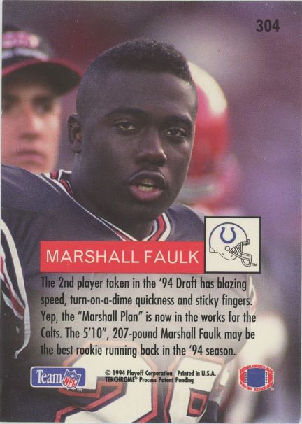 1994 Playoff Marshall Faulk Rookie #304