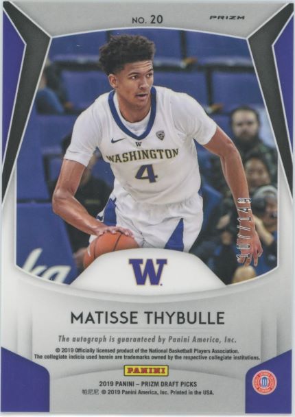 2019-20 Panini Prizm Draft Matisse Thybulle Green/Purple Auto Rookie #20 #107/149