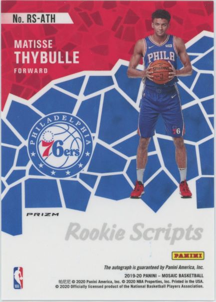 2019-20 Mosaic Matisse Thybulle Silver Scripts Auto Rookie