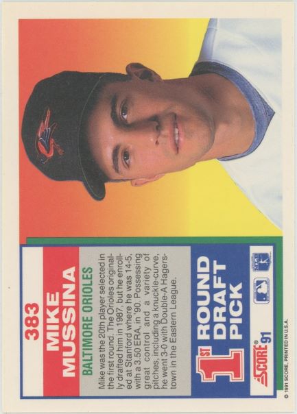 1991 Score Mike Mussina Rookie #383