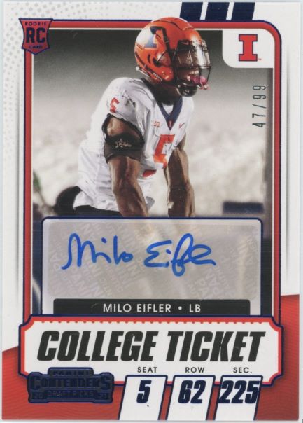 2021 Panini Contenders Draft Picks Milo Eifler College Ticket Auto #47/99 #267