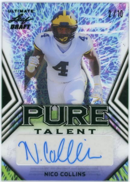 2021 Leaf Ultimate Draft Nico Collins Pure Talent Rookie Auto #2/10