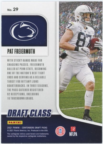 2021 Panini Contenders Draft Picks Pat Freiermuth Draft Class Red #29