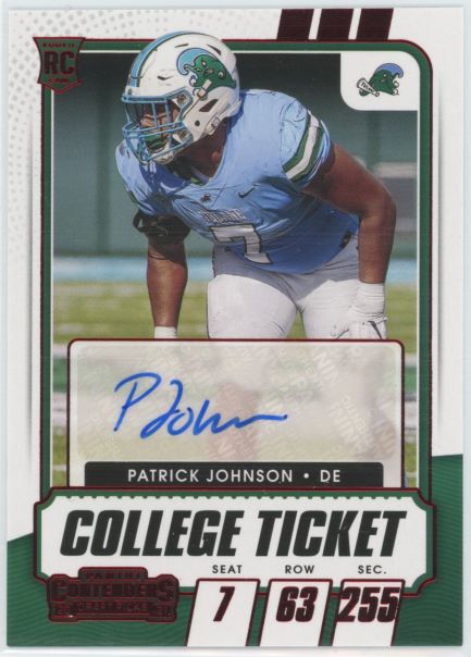 2021 Panini Contenders Draft Picks Patrick Johnson College Ticket Red #306