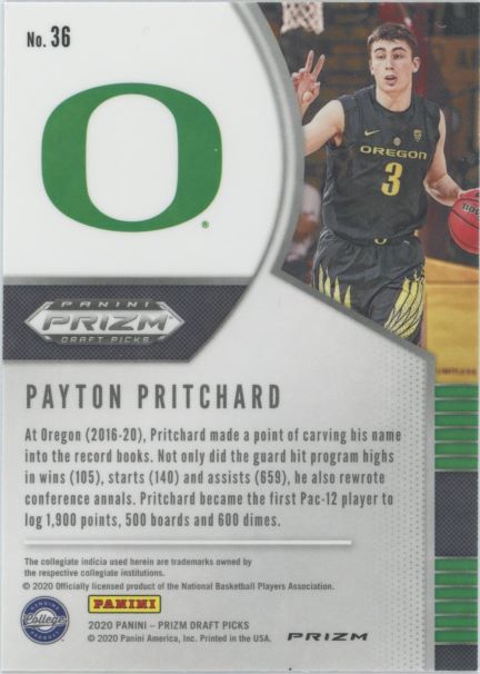 2020-21 Panini Prizm Draft Picks Payton Pritchard Red Ice Rookie #36