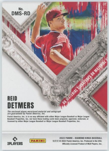 2022 Panini Diamond Kings Reid Detmers DK Materials Rookie Patch Auto