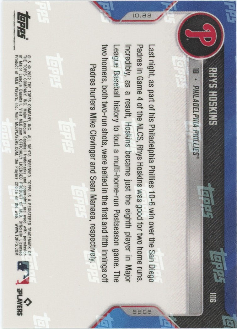 2022 Topps Now Rhys Hoskins NLCS #1116