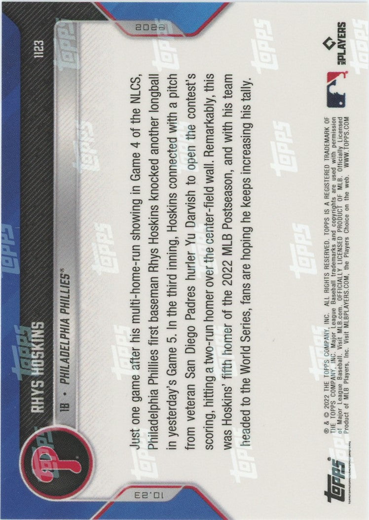 2022 Topps Now Rhys Hoskins NLCS Home Run #1123