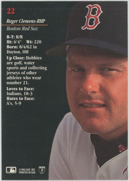 1993 Studio Roger Clemens #22