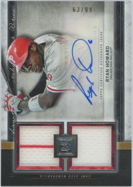 2020 Topps Museum Ryan Howard Dual Game Used Patch Auto # /99