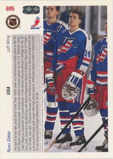 1991-92 Upper Deck Ryan Sittler Junior Tournament #695