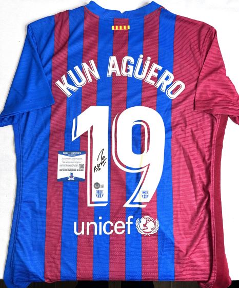 Sergio Aguero Autographed #19 Barcelona Jersey