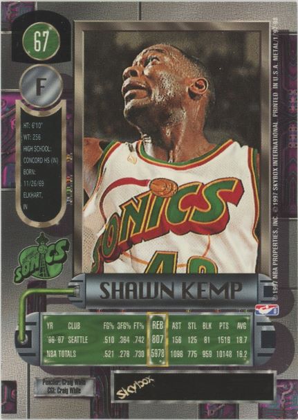 1997-98 Sky Box Shawn Kemp Metal Universe #67