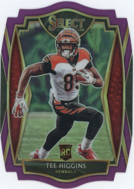 2020 Panini Select Tee Higgins Die Cut Purple Premier Level Rookie #160