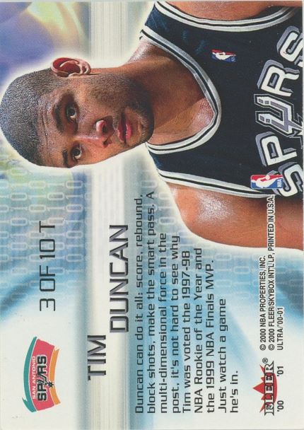 2000 Fleer Ultra Tim Duncan Thrillinum #3