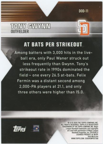 2020 Topps Series 1 Tony Gwynn Decade Of Dominance #DOD-11