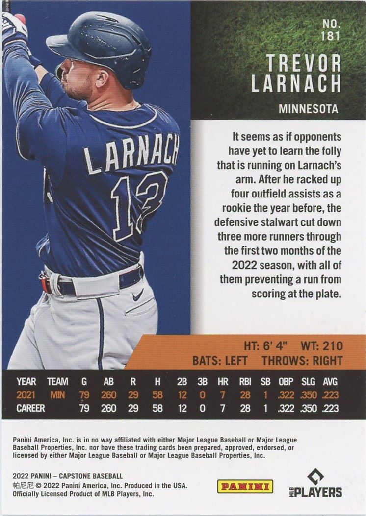 2022 Panini Capstone Trevor Larnach Luxury Suite #181 #02/75